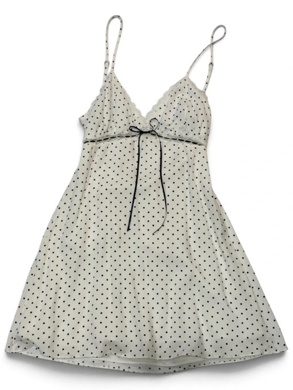 Hollister Polka Dot Lace Babydoll Mini Dress Bow Back Petite S